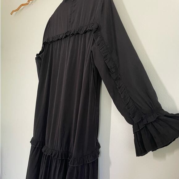 Harper Black Ruffle Tiered Midi Dress Size XL Romantic Goth - Picture 4 of 9